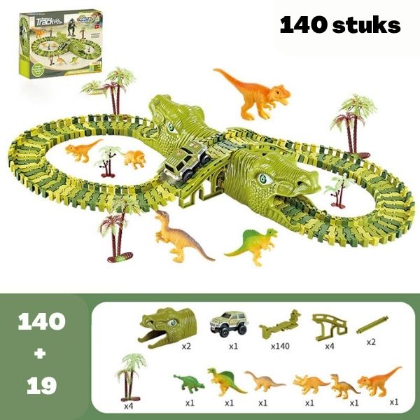 DinoPlay™ - Dinosaurus Speelgoedset | Met 360-graden Baan - Interactief en Avontuurlijk - Stimuleert de Creativiteit en het Denkvermogen - Urenlang Speelplezier - Geschikt voor Jongens en Meisjes