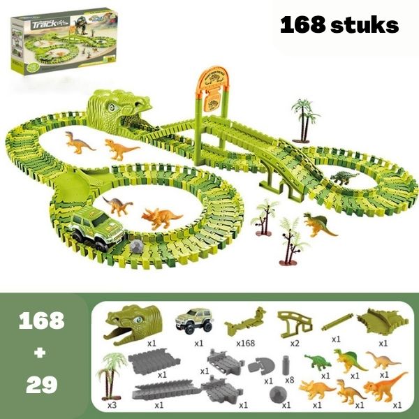 DinoPlay™ - Dinosaurus Speelgoedset | Met 360-graden Baan - Interactief en Avontuurlijk - Stimuleert de Creativiteit en het Denkvermogen - Urenlang Speelplezier - Geschikt voor Jongens en Meisjes