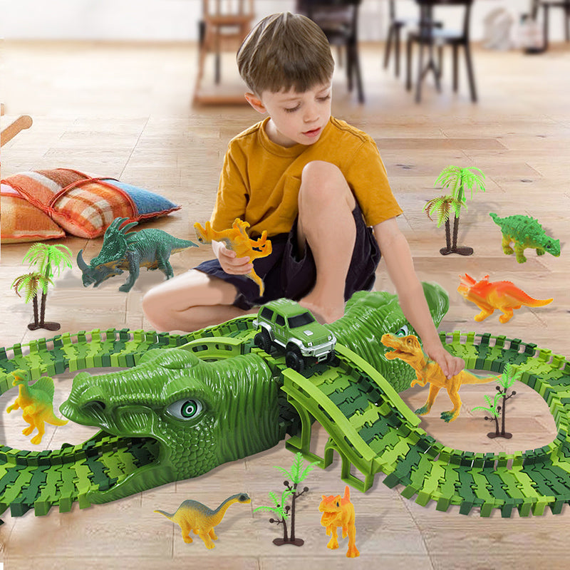 DinoPlay™ - Dinosaurus Speelgoedset | Met 360-graden Baan - Interactief en Avontuurlijk - Stimuleert de Creativiteit en het Denkvermogen - Urenlang Speelplezier - Geschikt voor Jongens en Meisjes