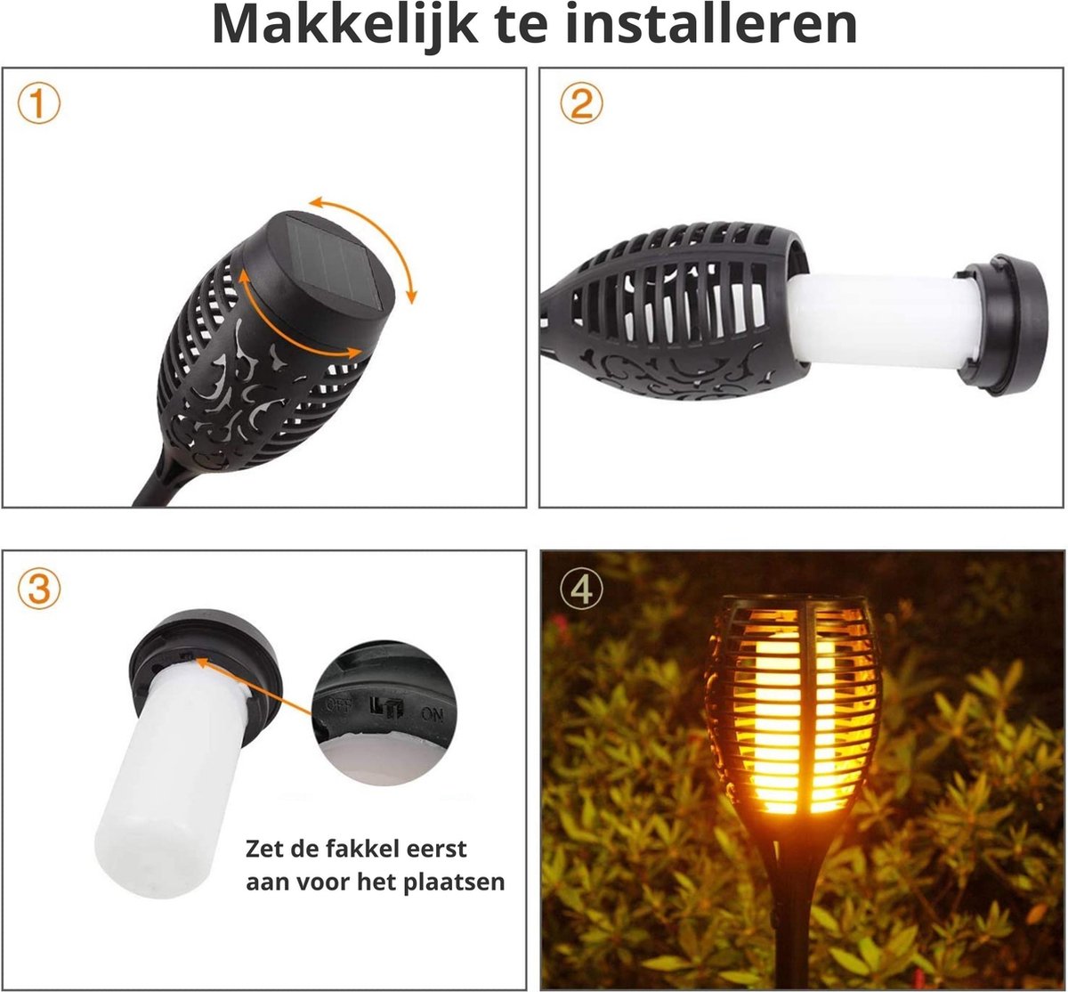 SolarGarden™ - 33 LED Tuinfakkels | Werkt op Zonne-energie - Sfeervolle Tuinverlichting - Voor Buiten - Waterproof