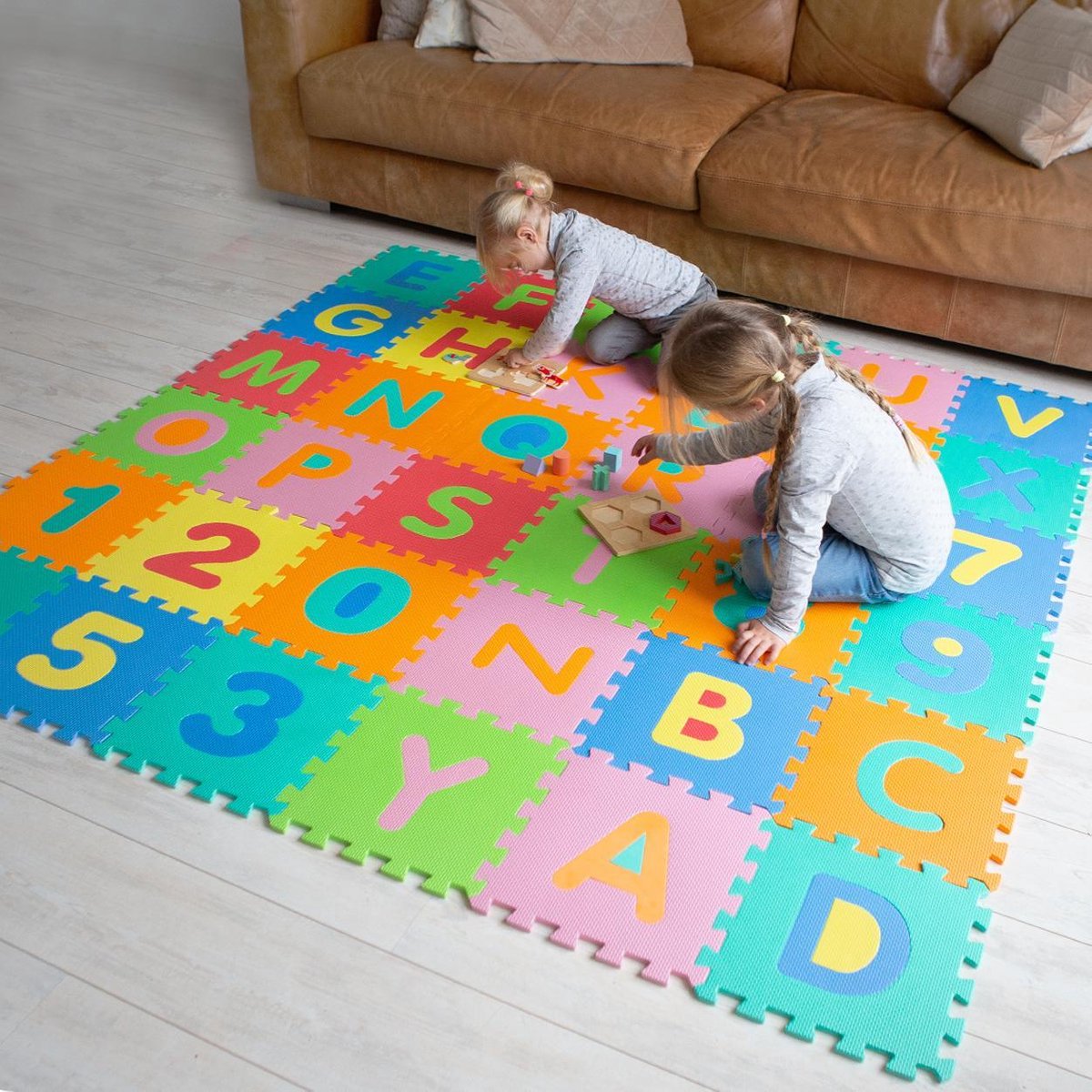 PuzzlePlayXL™ - Nummer & Alfabet Puzzel XL Speelmat | 36 stuks - 180x180cm -  Educatief - Zacht en Dik EVA Foam - Anti-slip