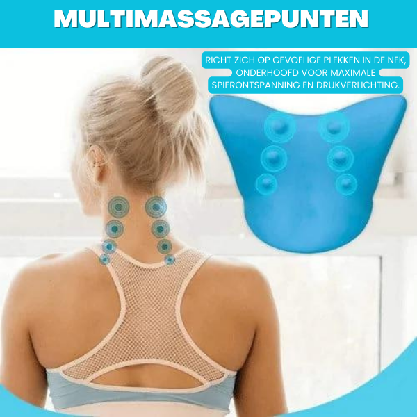 RelaxNeck™ - Nekmassage Kussen | Ergonomisch Stretchen - Voor Nek, Rug en Schouderpijn - 6 acupunctuurpunten - Overal te Gebruiken