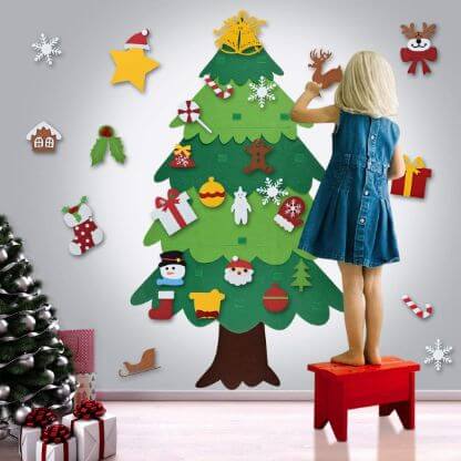 PlayXmasTree™ - Doe-het-zelf Kinder Kerstboom | Speel met je Gezin | Duurzaam Vilt | 100 cm met +20 decoraties