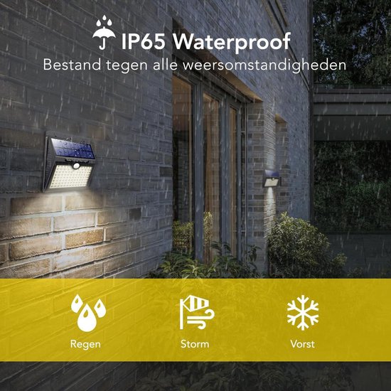 SolarWalls™ - Solar 208 LED Buitenlamp | Bewegingssensor - Werkt op Zonne-energie - Waterproof - Makkelijk te Installeren - Tuinverlichting