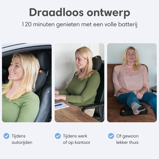 MassageToGo™ - Shiatsu Massageapparaat | Draadloos - Infrarood - Makkelijk Instellen- Overal te Gebruiken