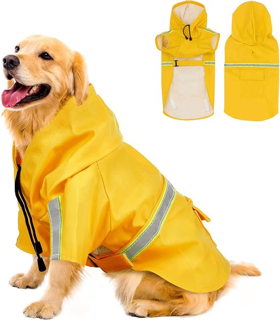 WaterproofPet™ - Reflecterende Regenjas + Capuchon | 100% Waterdicht - Veilige Nachtwandeling