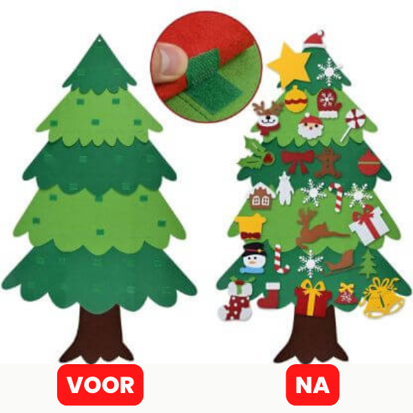 PlayXmasTree™ - Doe-het-zelf Kinder Kerstboom | Speel met je Gezin | Duurzaam Vilt | 100 cm met +20 decoraties