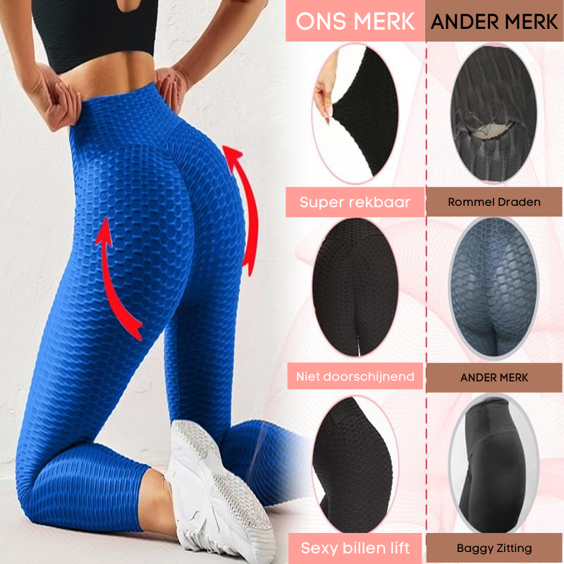 Honingraat Push-up legging | Hoge taille, Stijlvol en anti-cellulitis werking | Tijdelijke 1 + 1 Gratis