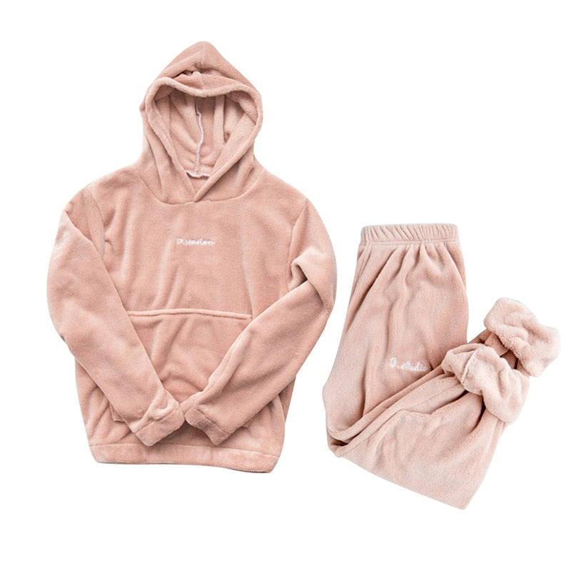 Daisy Station Comfy™  Fleece Set | Stijlvolle Set voor Thuis - Met Capuchon - Lekker Warm & Knus