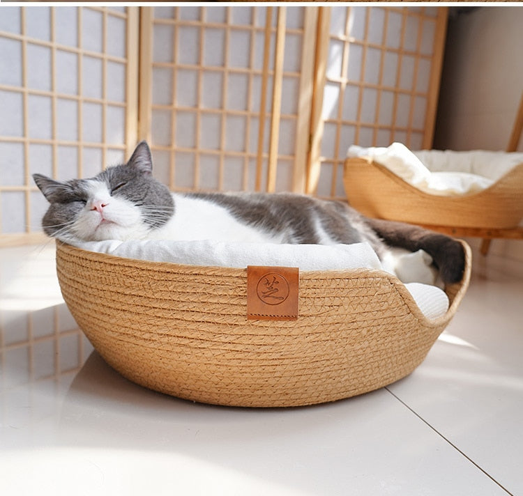 CatLounge™ - Handgewoven Kattenbed | Comfortabel - Rotan - Milieuvriendelijk Ademend materiaal