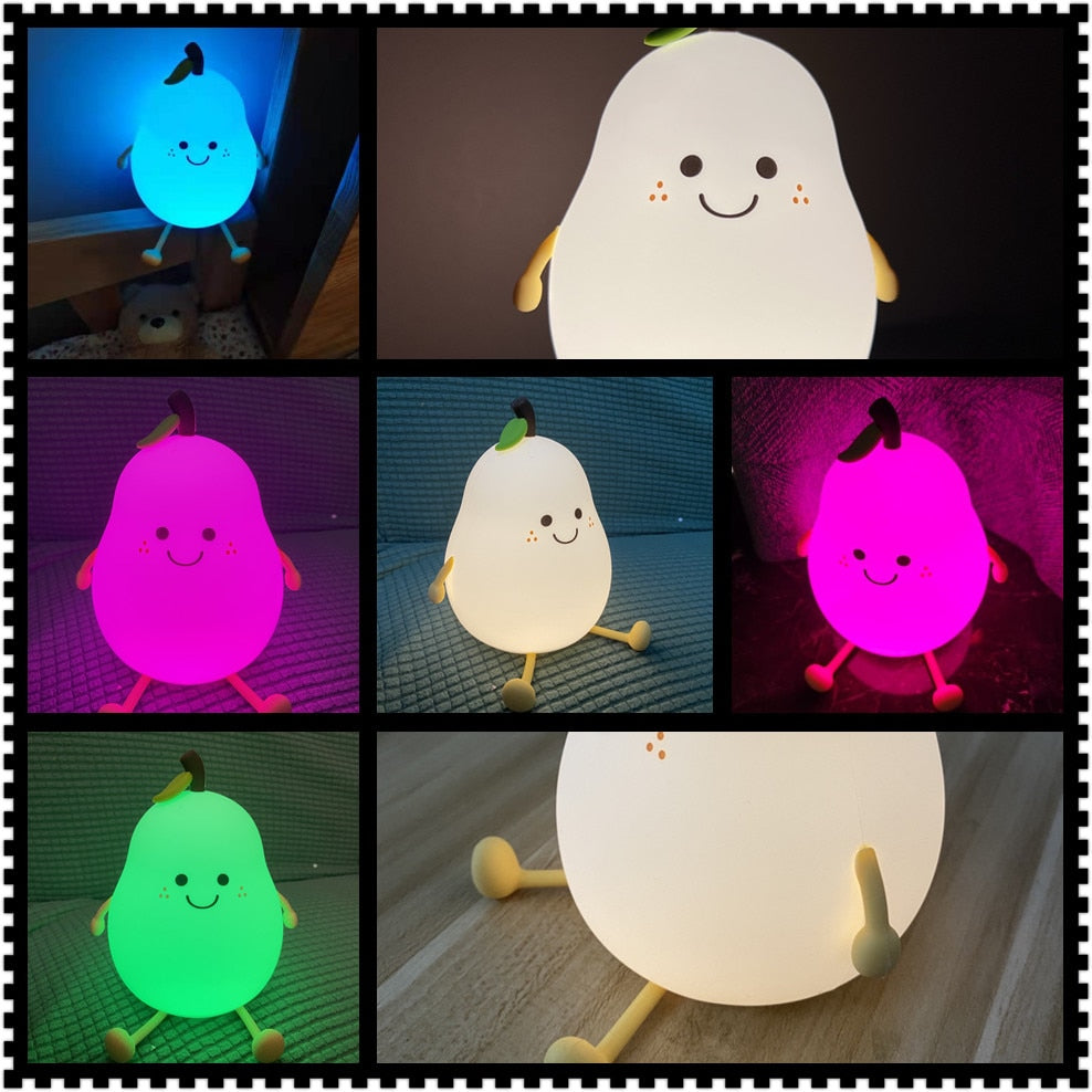 HappyPear™ - Nachtlamp | Ultra LED - Oplaadbaar - BPA-vrij - 7 verschillende kleuren