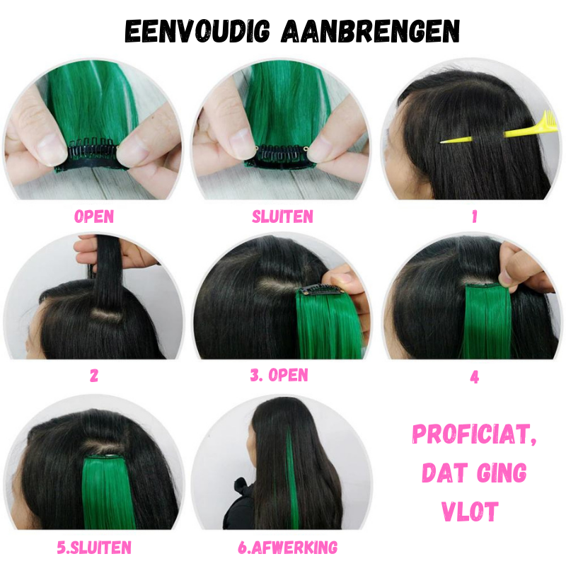 Rainbow™ Extensions met Haarklip | Verander je haarkleur zonder Beschadiging | Tijdelijk 13 Kleuren + 13 GRATIS 🌈